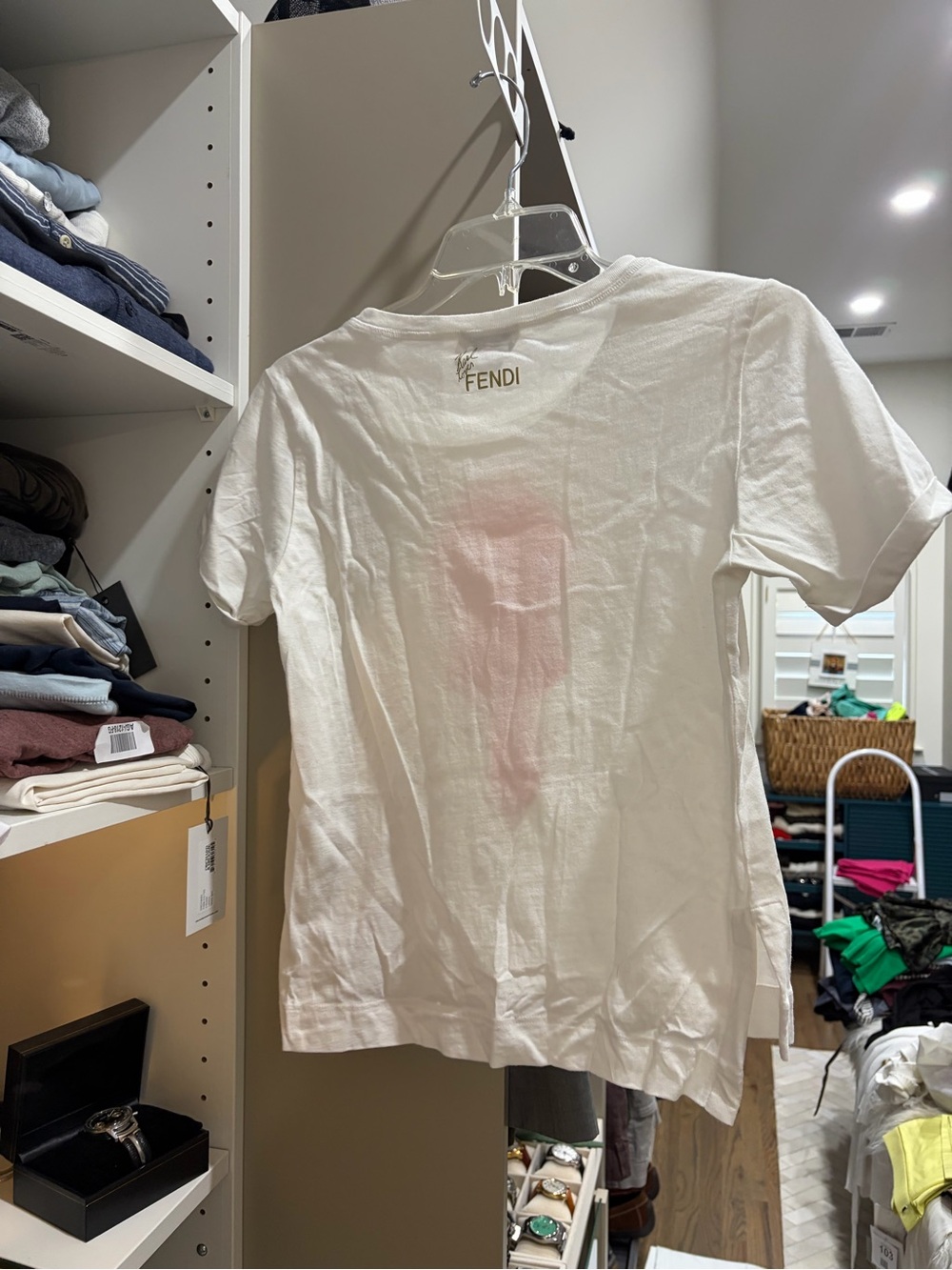 Fendi White Womens Tee with Neon Graphics - Picture 2 of 5